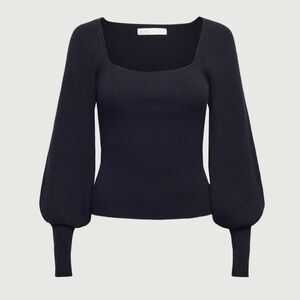 OAK + FORT Ribbed Knit Balloon Sleeve Sweater